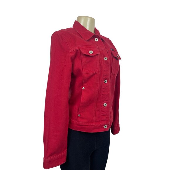 Vintage Guess Jeans Women's Button Down Red Denim Jean Jacket Sz M - Picture 2 of 13